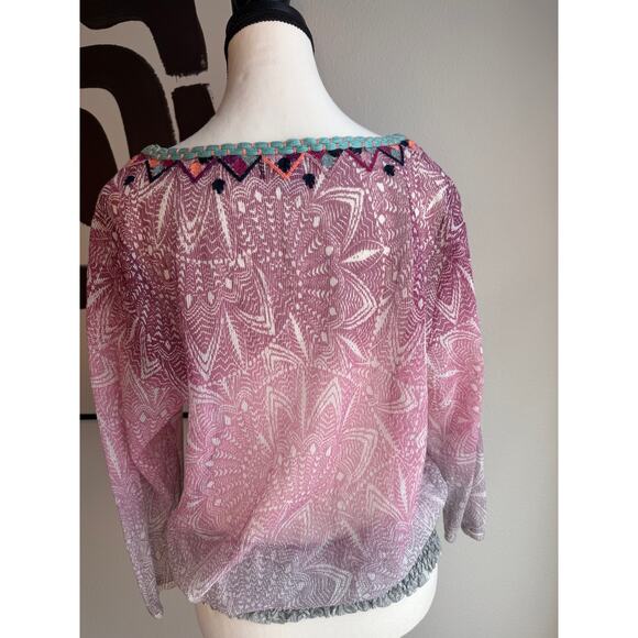 Akemi + Kin for Anthropologie Embroidered Ombré Blouse | Size L - Picture 5 of 11